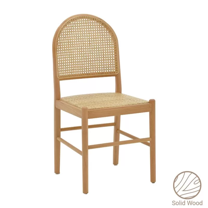 Καρέκλα Alessia ξύλο οξιάς-rattan φυσικό 43x40x89εκ