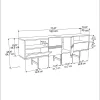 Μπουφές Kevan μαύρο μαρμάρου-μαύρο πόδι 180x35x65εκ