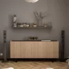 Buffet Kioubo melamine oak-black 180x42x80cm