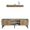 Tv unit Jianxi melamine natural-black 160x35x51cm