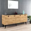 Μπουφές Jeslie μελαμίνης oak-ανθρακί 180x40x79εκ