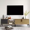 Tv stand Kowel melamine dark grey-oak 180x34x51cm