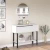 Dressing table with mirror Wardio melamine white-black 100x29.5x76cm