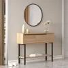 Dressing table with mirror Wardio melamine natural-black 100x29.5x76cm