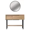 Dressing table with mirror Wardio melamine natural-black 100x29.5x76cm