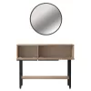 Dressing table with mirror Wardio melamine natural-black 100x29.5x76cm