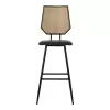 Bar stool Camilla pe rattan natural-pu black-metal black 47.5x58x117cm