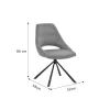 Chair Luciano fabric grey-black metal leg 52x58x86cm