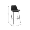 Bar stool Faith antique anthracite pu-black metal 50x54x104cm