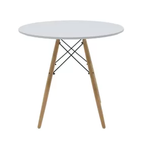 Dining table Julita MDF top white-natural legs D80x73cm