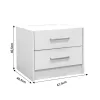 Nightstand Olympus with 2 drawers in white colour 47.5x40.5x40.5