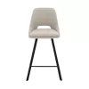 Bar stool Initiate cream teddy fabric-leg black metal 48x56x98cm