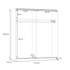 Wardrobe Noez 2 doors with shelves white melamine 170.5x61x190.5cm