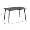 Dining table Gustas grey marble sintered stone-black metal 160x90x75cm