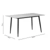 Dining table Gustas white marble sintered stone-black metal 160x90x75cm