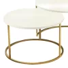 Solme coffee table set of 2 pieces ecru melamine-gold metal