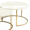 Solme coffee table set of 2 pieces ecru melamine-gold metal