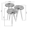 Side tables Wakmi 3 pieces set white beige marble melamine-gold metal