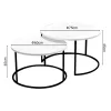 Coffee tables Solme set 2pcs white melamine-black metal