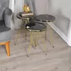 Side tables Wakmi 3 pieces set black marble melamine-gold metal