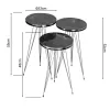 Side tables Wakmi 3 pieces set black marble melamine-gold metal