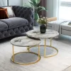 Coffee tables Solme set 2pcs white marble melamine-gold metal