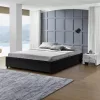 Double bed Circe PU black with storage 150x200cm