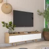 TV cabinet Bagale white melamine-black metal legs 180x29.7x51.8cm