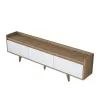 TV cabinet Bagale white melamine-black metal legs 180x29.7x51.8cm