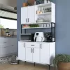 Buffet with shelf Eramise white melamine 120x40x189.6cm