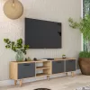 TV cabinet Sercio anthracite walnut melamine-natural color wooden legs 180x29.7x48.6cm