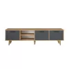 TV cabinet Sercio anthracite walnut melamine-natural color wooden legs 180x29.7x48.6cm