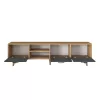 TV cabinet Sercio anthracite walnut melamine-natural color wooden legs 180x29.7x48.6cm