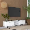 TV cabinet Vimos white melamine-black metal legs 180x29.7x43.6cm