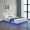 Double bed Jessie floating style led-PU ivory 160x200cm