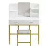 Dressing table-mirror with stool Excellence white melamine-gold metal 90x40x120cm