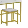 Dressing table-mirror with stool Excellence white melamine-gold metal 90x40x120cm