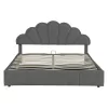 Double bed Wardie velvet dark grey with storage 160x200cm