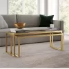 Redro coffee table set of 2 gold metal-glass 100x40x45cm