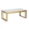 Redro coffee table set of 2 gold metal-glass 100x40x45cm