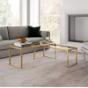 Redro coffee table set of 2 gold metal-glass 100x40x45cm