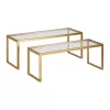 Redro coffee table set of 2 gold metal-glass 100x40x45cm