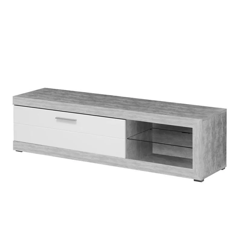 Έπιπλο Τηλεόρασης Remo Γκρί Concrete - Λευκή Λάκα 162x41x43 εκ.