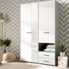 Wardrobe Leon with Mirror 3K2FO White 127.5*55*205.5 cm