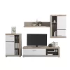 Wall Unit Rosso Grey Oak - White Lacquer 266x41x186 cm