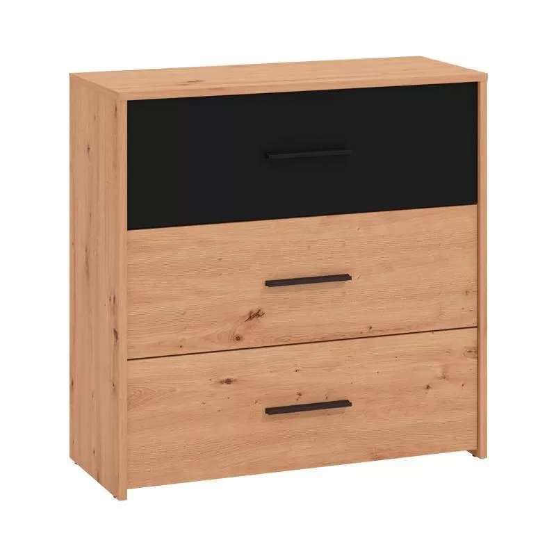 Συρταριέρα Varadero 3F Artisan Oak - Μαύρο 80,5x33x80,5 εκ.