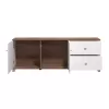 TV Stand Burgundy 160 3K2F White - Flagstaff Oak - White Highh Gloss Foil 162x40x51 cm