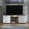 TV Stand Burgundy 160 3K2V White - Flagstaff Oak - White High Gloss Foil 157x40x51 cm