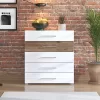 Chest of drawers Masilia 5F White - Flagstaff - White High Gloss Foil 90x41.5x98 cm