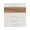 Chest of drawers Masilia 5F White - Flagstaff - White High Gloss Foil 90x41.5x98 cm